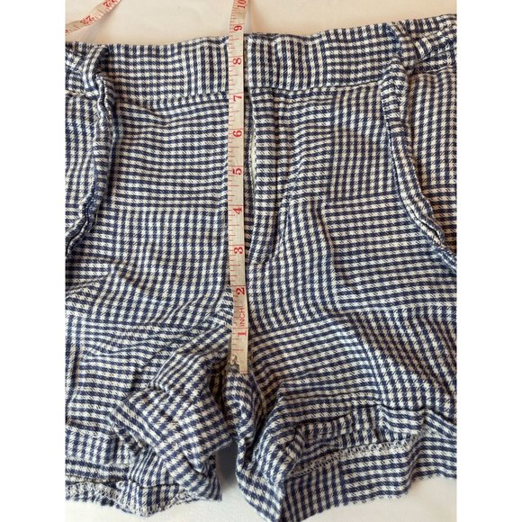 Banana Republic Womens Gingham Shorts Mid Rise Tie Waist LIN Cotton Blue White 4 - Picture 5 of 8
